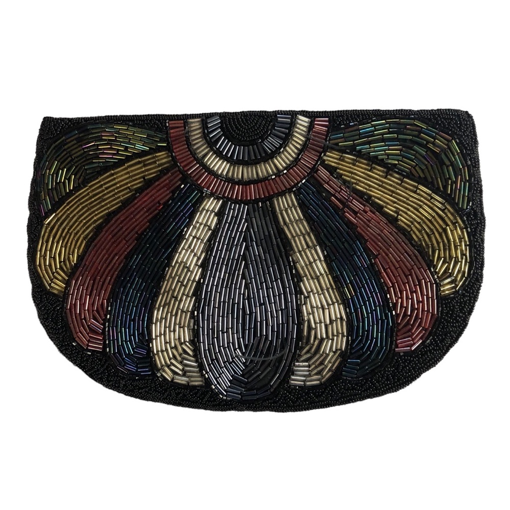 PURSE - Women's Vintage Danieli Art Deco Multicolored Bugle Bead Evening Bag.